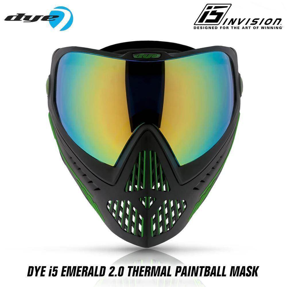 Dye I5 Thermal Paintball Mask Goggles with GSR Pro Strap - Emerald 2.0 Black / Lime - PaintballDeals.com
