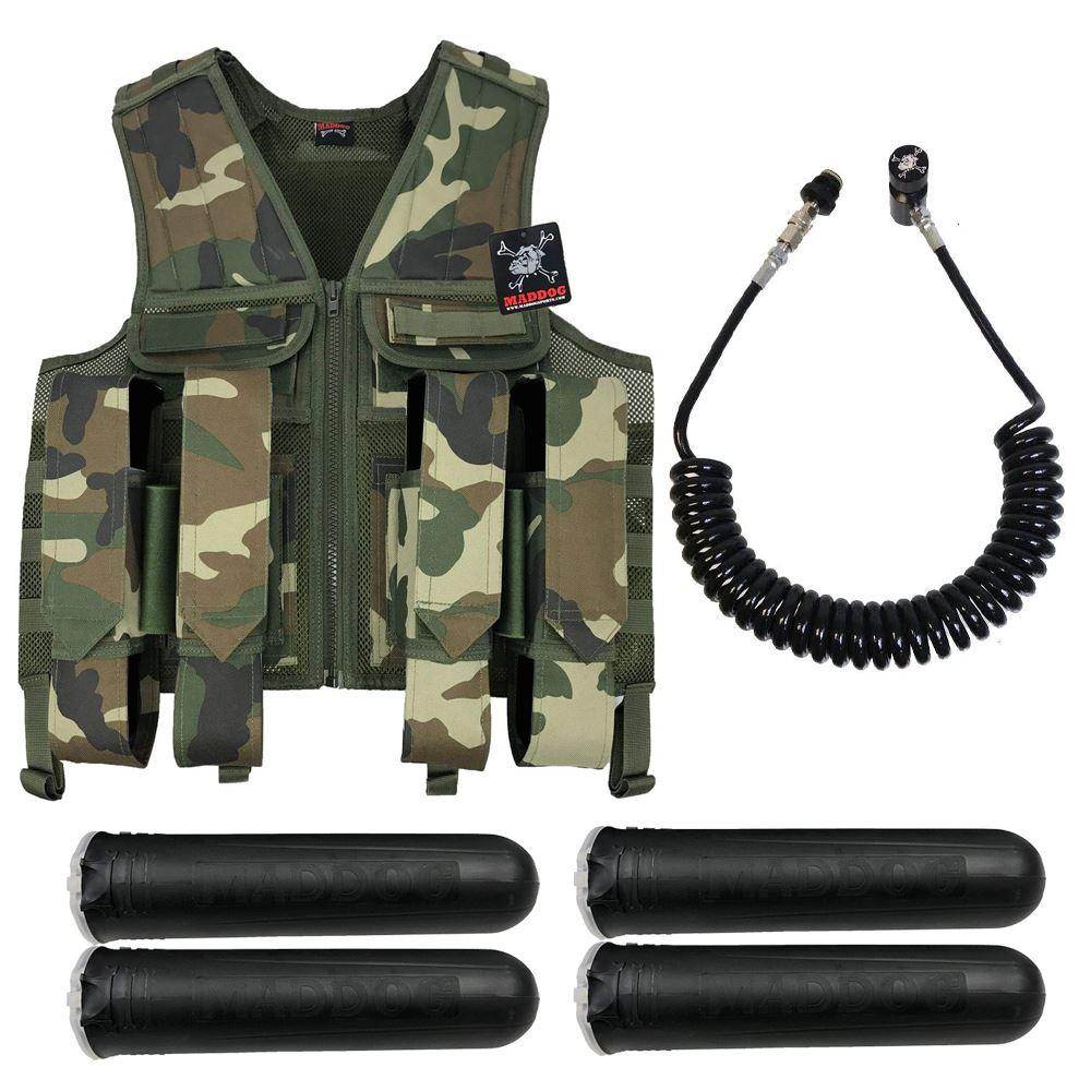 Maddog Tactical Paintball Battle Vest | Holds 6 Pods & Tank Up to 90ci