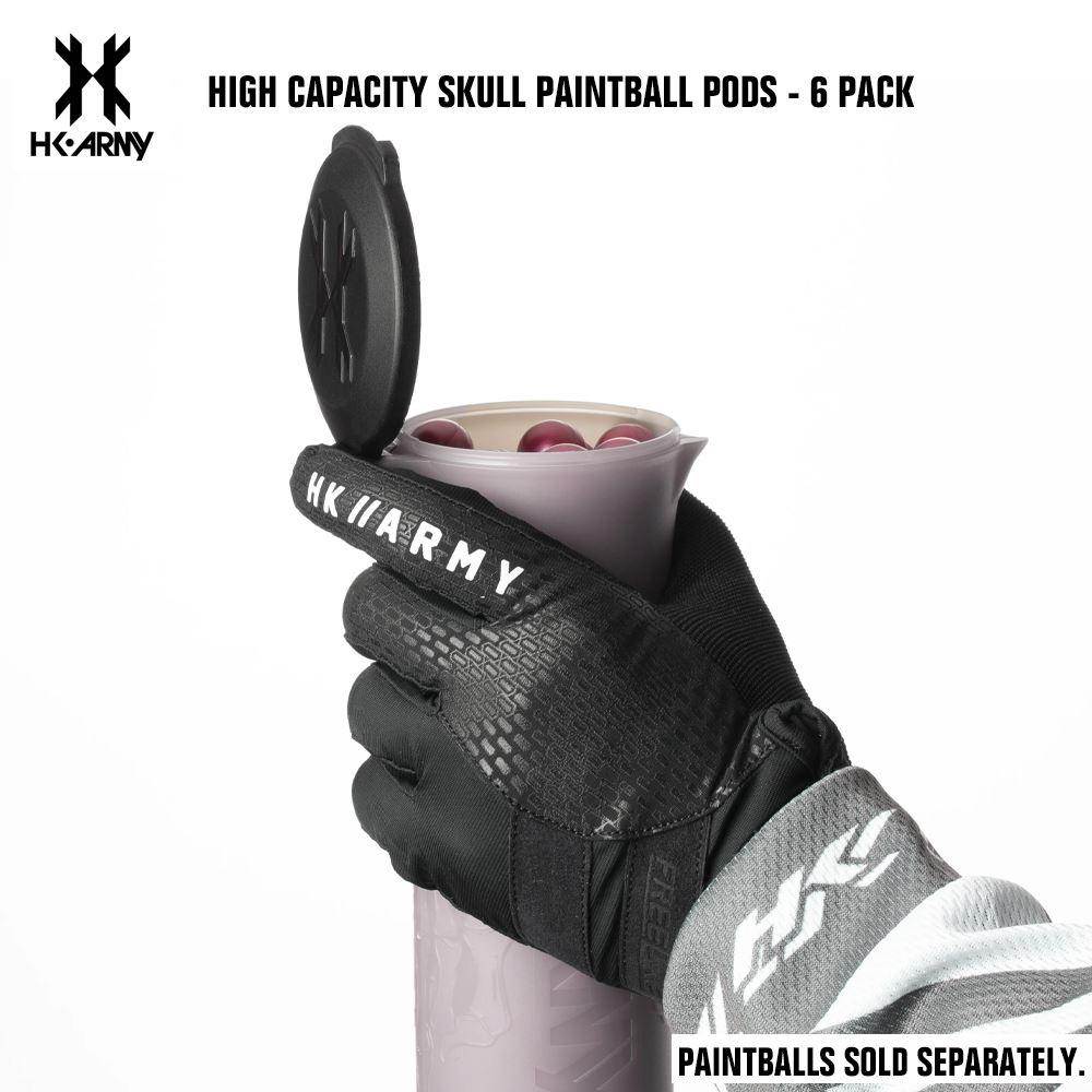 HK Army High Capacity 150 Rounds Skull Paintball Pods - 6 Pack - PaintballDeals.com