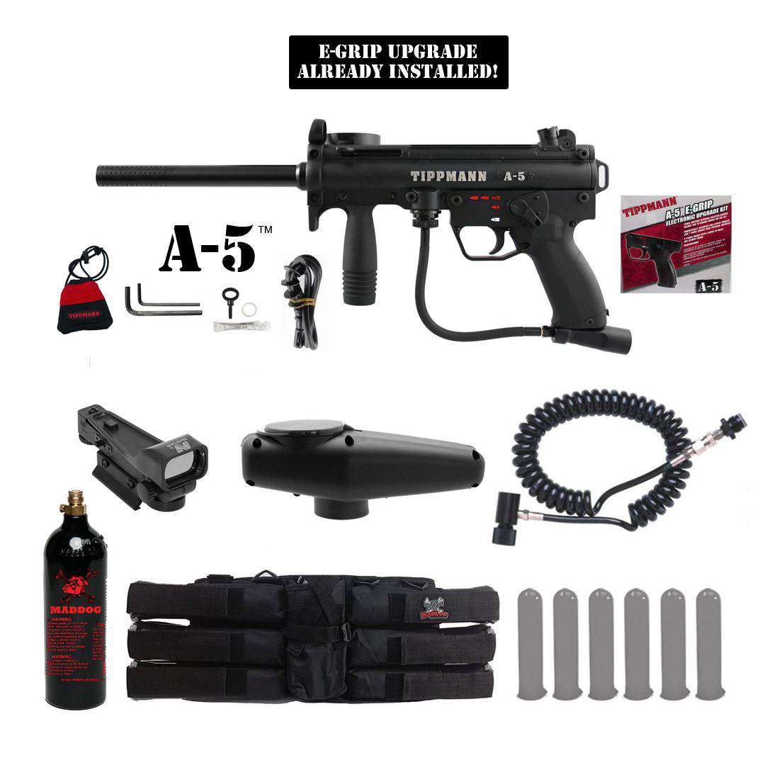 Tippmann A-5 Tactical Red Dot Paintball Gun Package