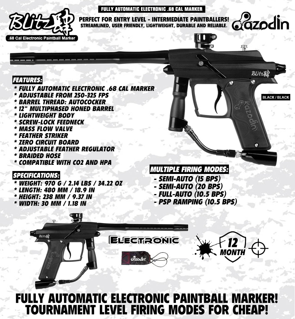 Azodin Blitz 4 Electronic .68 Caliber Paintball Gun