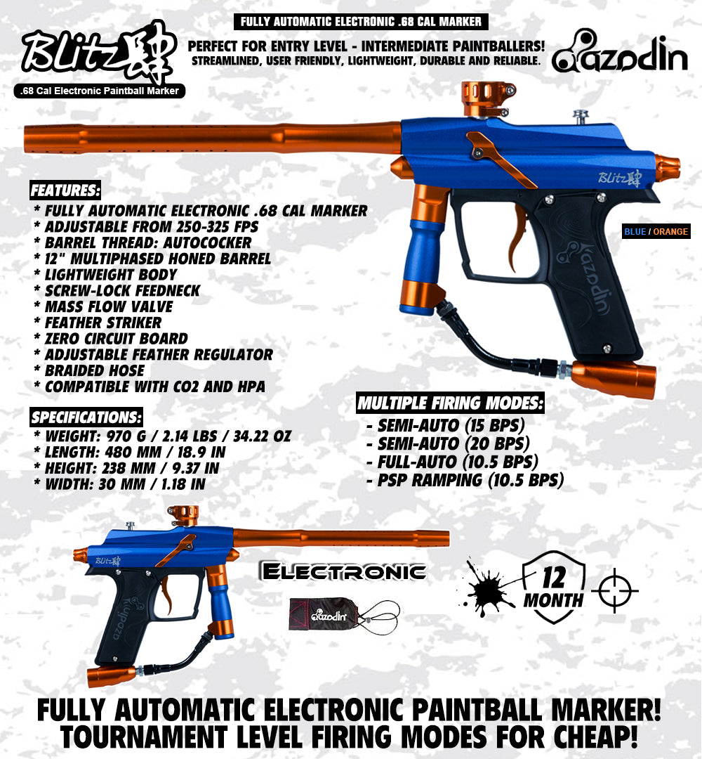 Azodin Blitz 4 Electronic .68 Caliber Paintball Gun