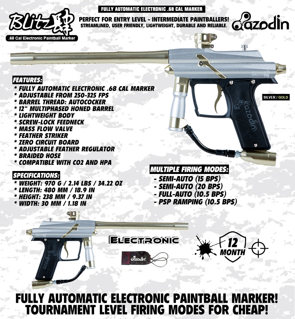 Azodin Blitz 4 Electronic .68 Caliber Paintball Gun