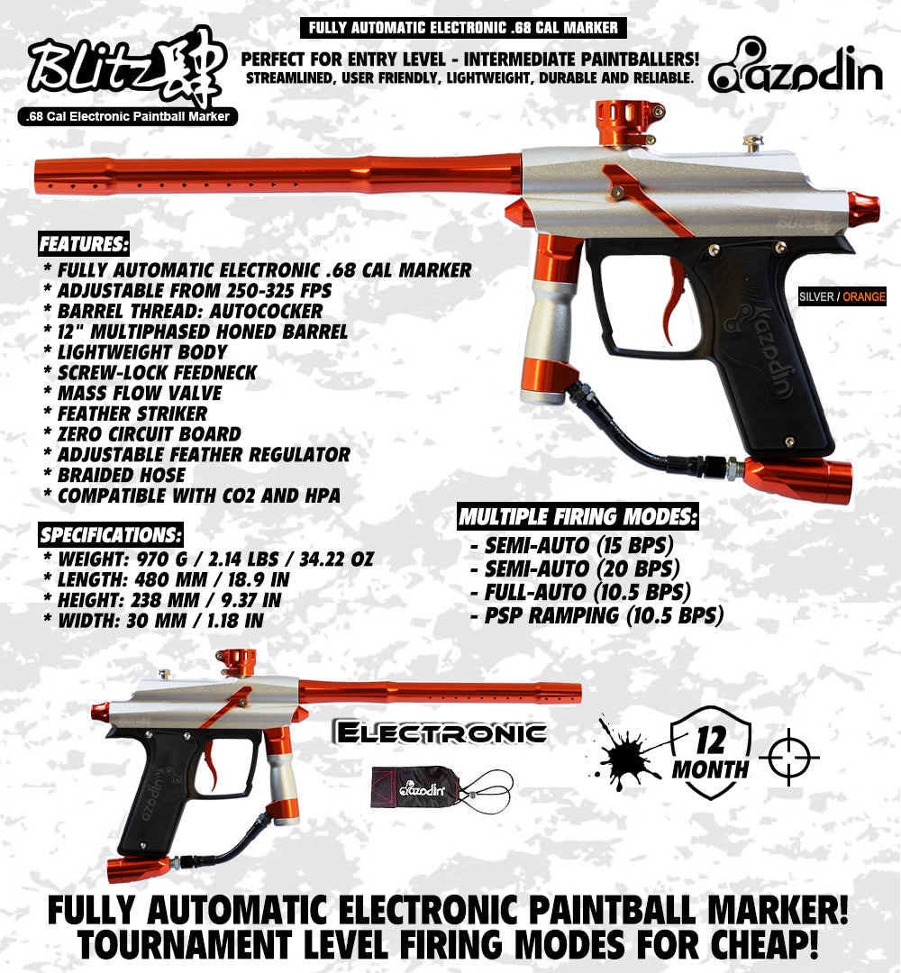 Azodin Blitz 4 Electronic .68 Caliber Paintball Gun