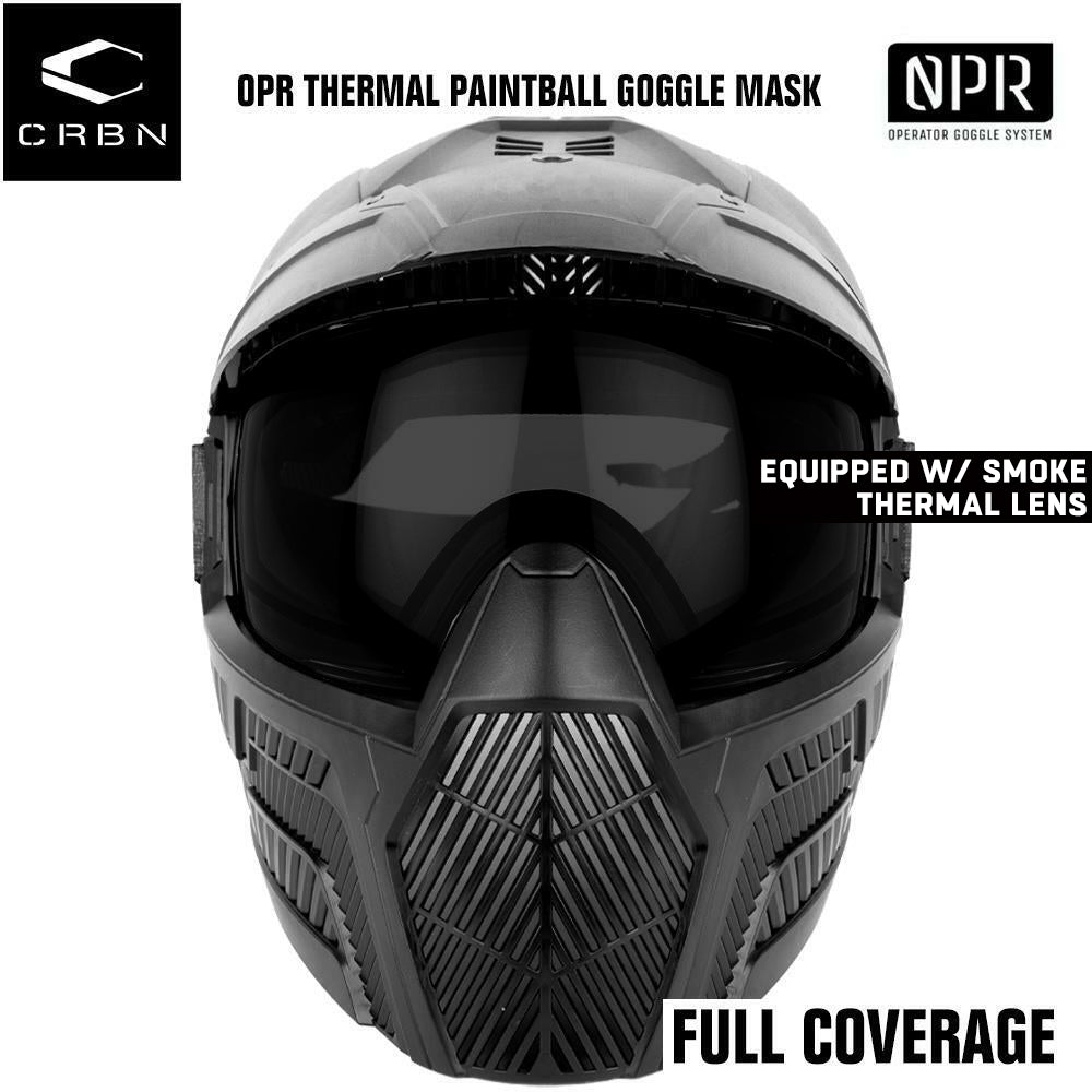 Carbon OPR Full Head Coverage Thermal Paintball Goggles Mask - Black