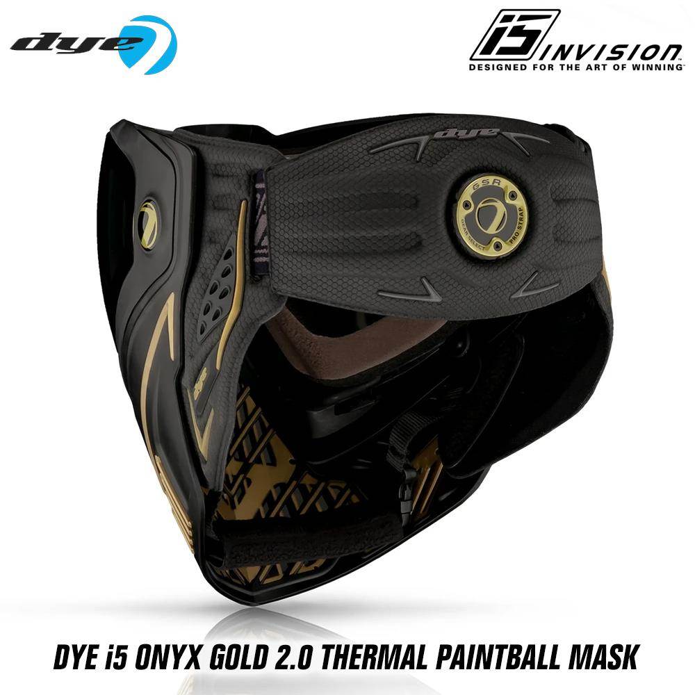 Dye I5 Thermal Paintball Mask Goggles with GSR Pro Strap - Onyx Gold 2.0 Black / Gold - PaintballDeals.com