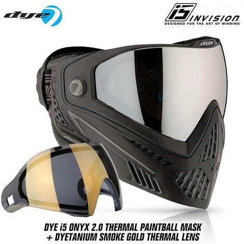 Dye I5 Thermal Paintball Mask Goggles with GSR Pro Strap - Onyx Black / Grey - PaintballDeals.com