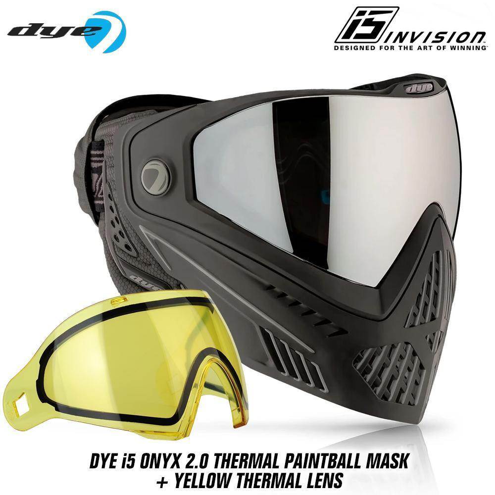 Dye I5 Thermal Paintball Mask Goggles with GSR Pro Strap - Onyx Black / Grey - PaintballDeals.com