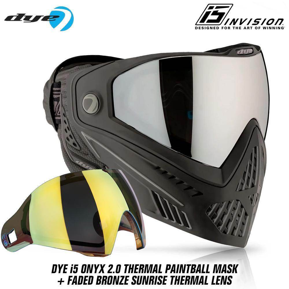 Dye I5 Thermal Paintball Mask Goggles with GSR Pro Strap - Onyx Black / Grey - PaintballDeals.com