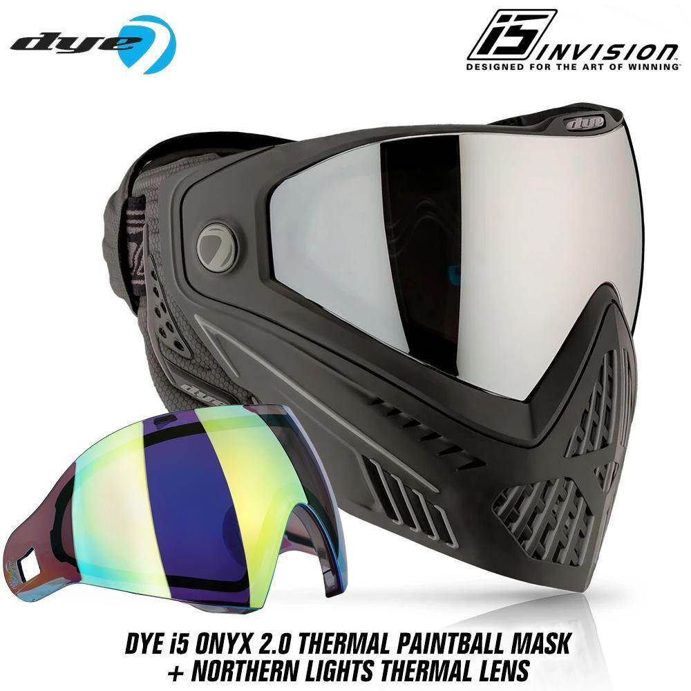 Dye I5 Thermal Paintball Mask Goggles with GSR Pro Strap - Onyx Black / Grey - PaintballDeals.com