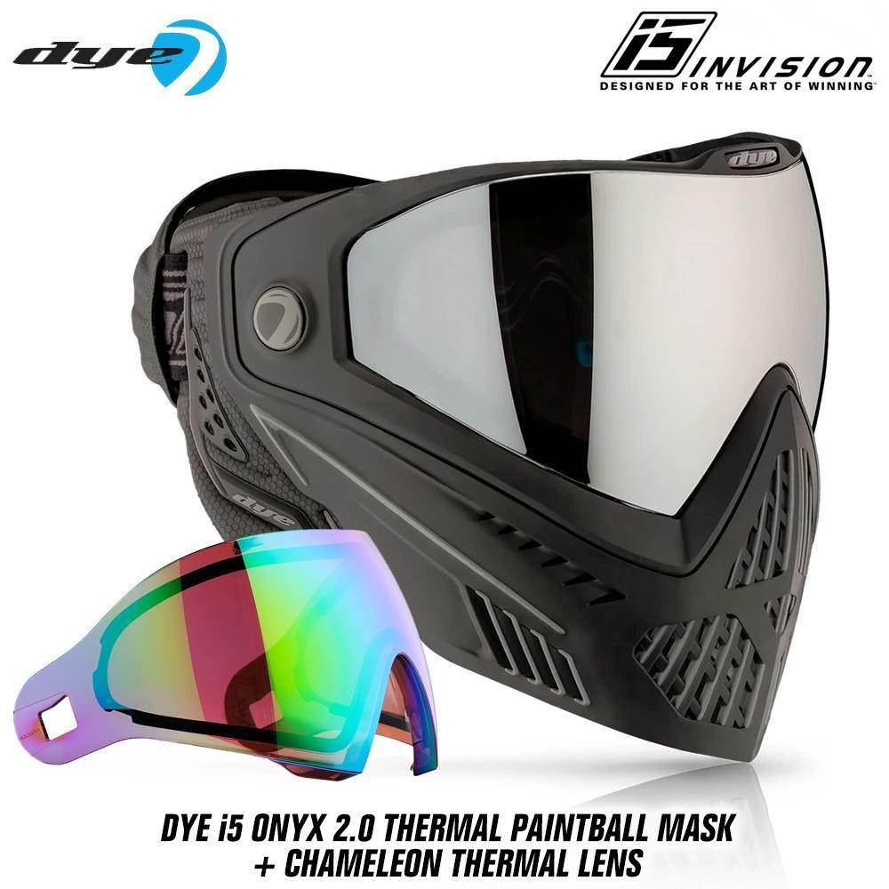 Dye I5 Thermal Paintball Mask Goggles with GSR Pro Strap - Onyx Black / Grey - PaintballDeals.com
