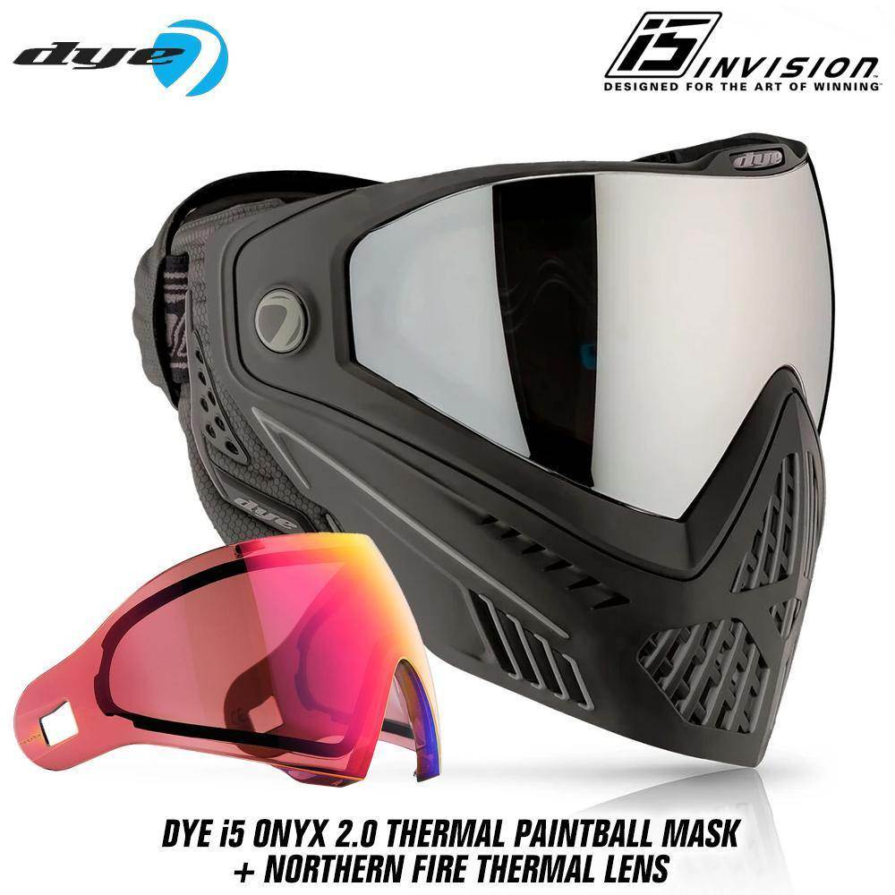 Dye I5 Thermal Paintball Mask Goggles with GSR Pro Strap - Onyx Black / Grey - PaintballDeals.com