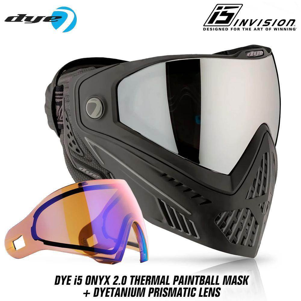 Dye I5 Thermal Paintball Mask Goggles with GSR Pro Strap - Onyx Black / Grey - PaintballDeals.com