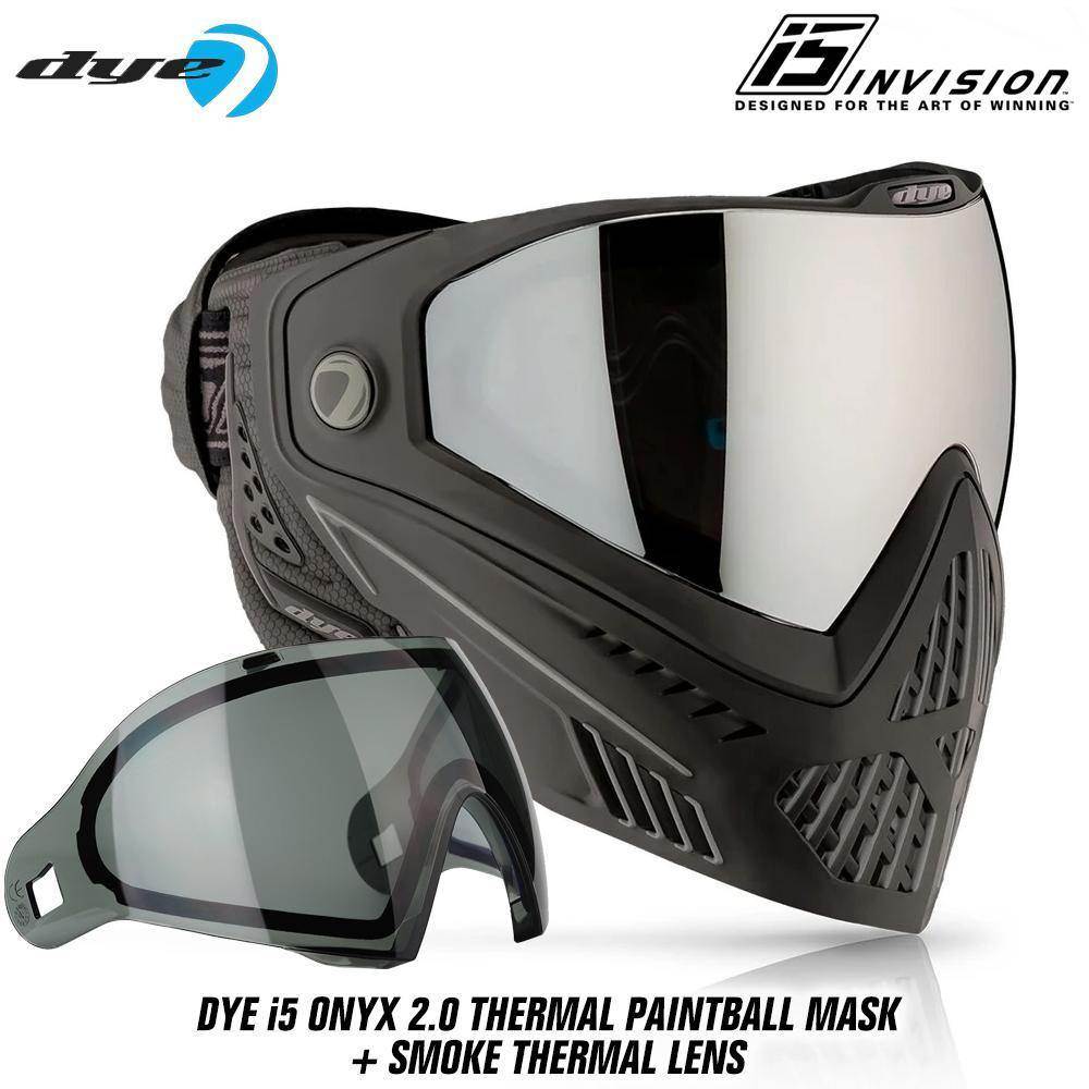 Dye I5 Thermal Paintball Mask Goggles with GSR Pro Strap - Onyx Black / Grey - PaintballDeals.com
