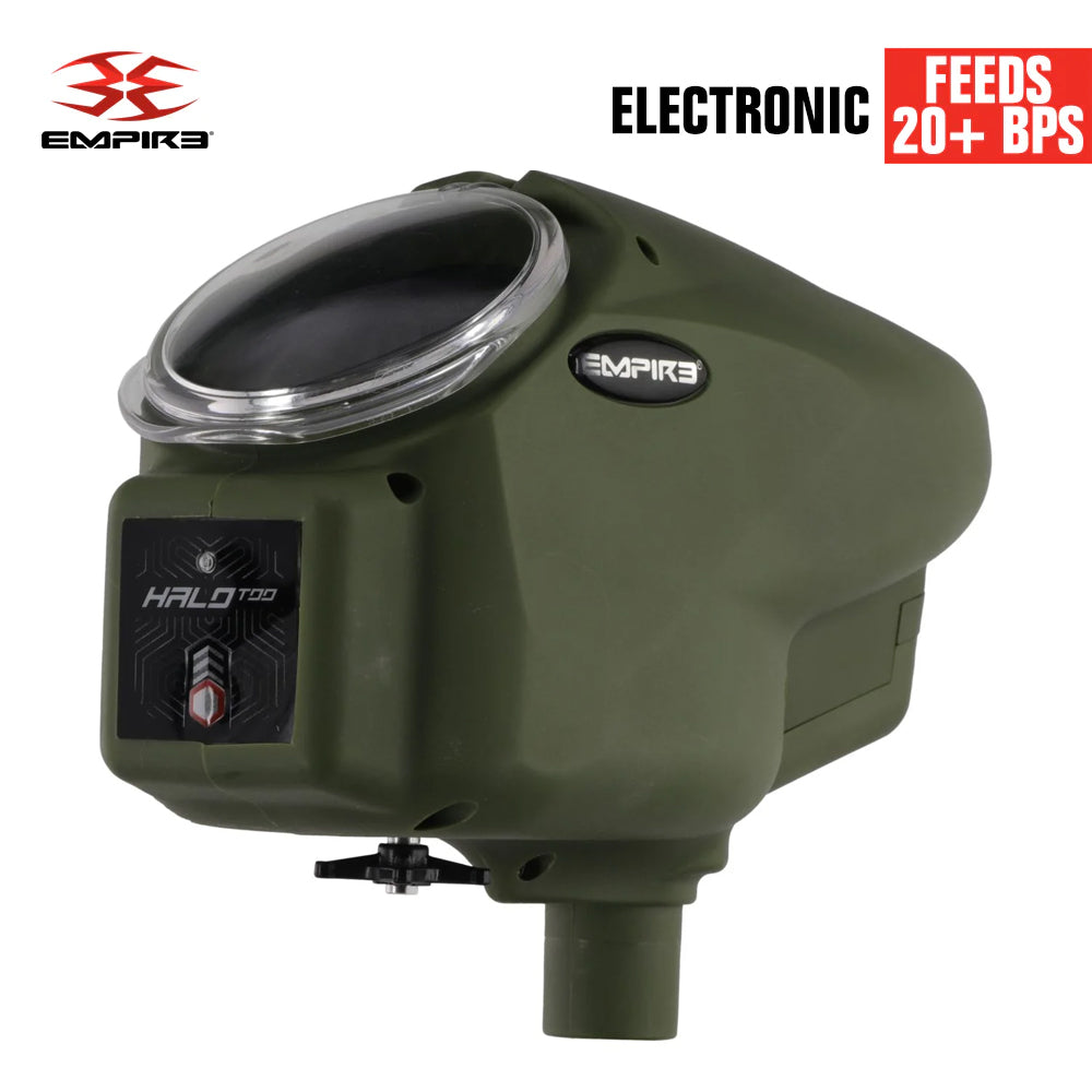 LIMITED EDITION Empire Halo Too Electronic Paintball Loader Hopper - Matte Olive - 20+BPS