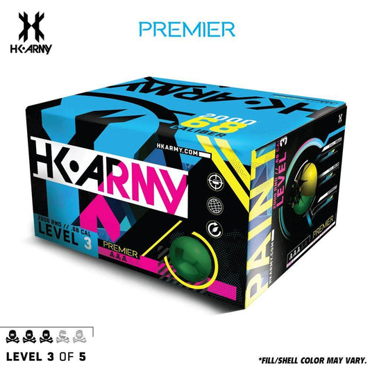 HK Army Premier Paint .68 Caliber Paintballs - Level 3/5 - Lime Green Shell / Yellow Fill - PaintballDeals.com