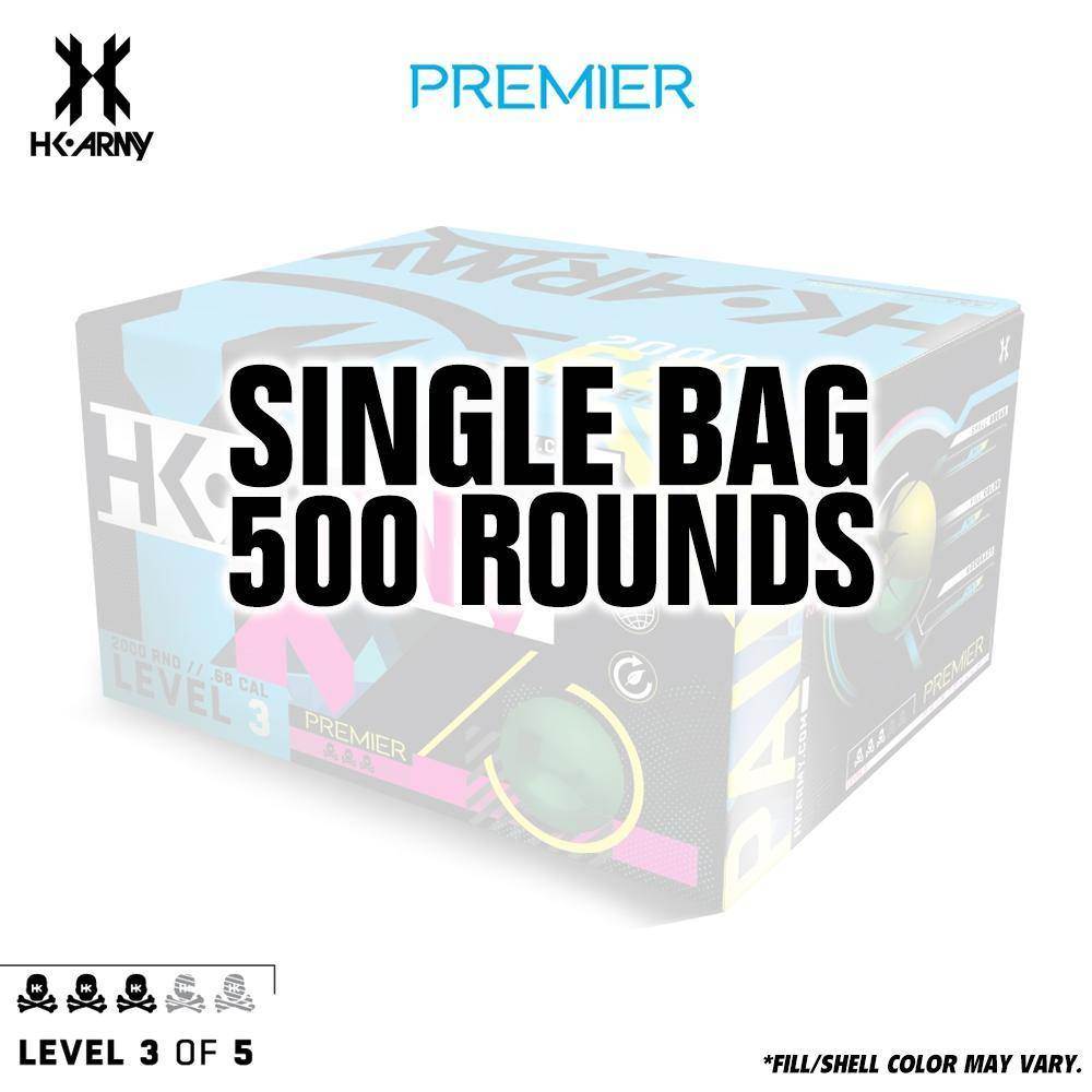 HK Army Premier Paint .68 Caliber Paintballs - Level 3/5 - Lime Green Shell / Yellow Fill - Single Bag - 500 Rounds - PaintballDeals.com