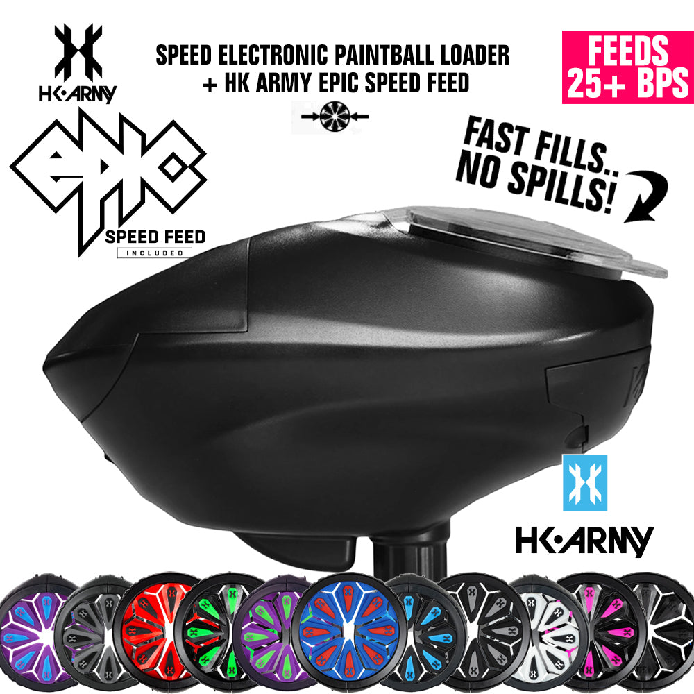 HK Army Speed Electronic Paintball Loader with Epic Speed Feed - 25+ BPS