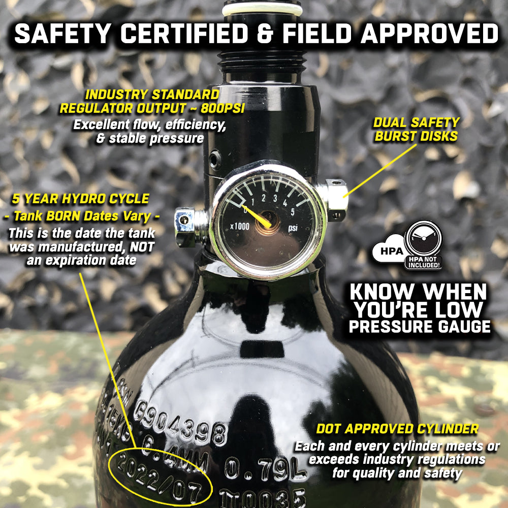 Maddog 48/3000 Compressed Air Aluminum HPA Paintball Tank with Regulator - 5 Yr Hydro