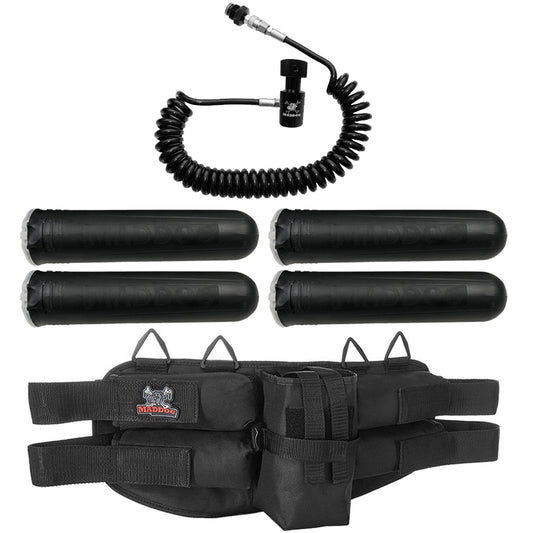 Maddog 4+1 Paintball Harness, Pods & Quick Disconnect Remote Coil Combo