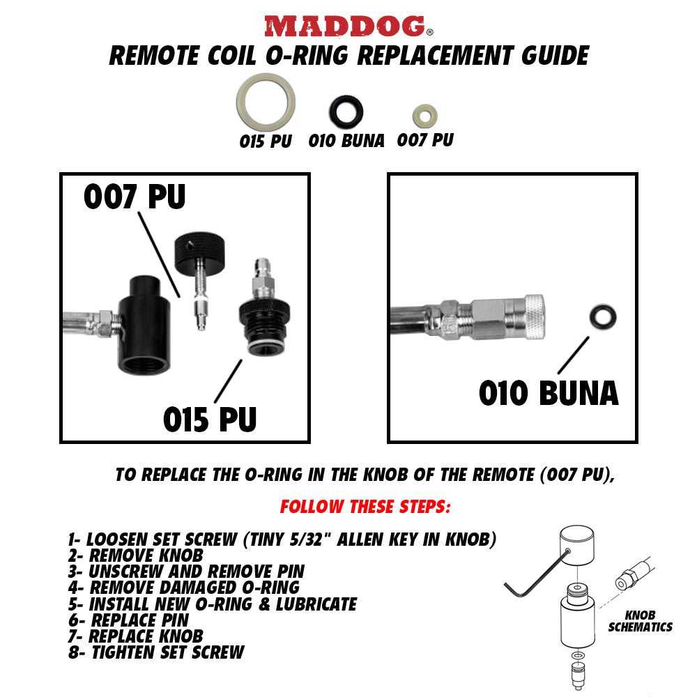 Maddog Quick Disconnect Paintball Tank Remote Coil - High Pressure Air (HPA) & CO2