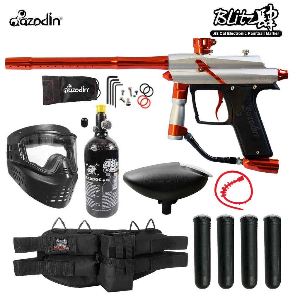 Azodin Blitz 4 Silver HPA Paintball Gun Marker Starter Package