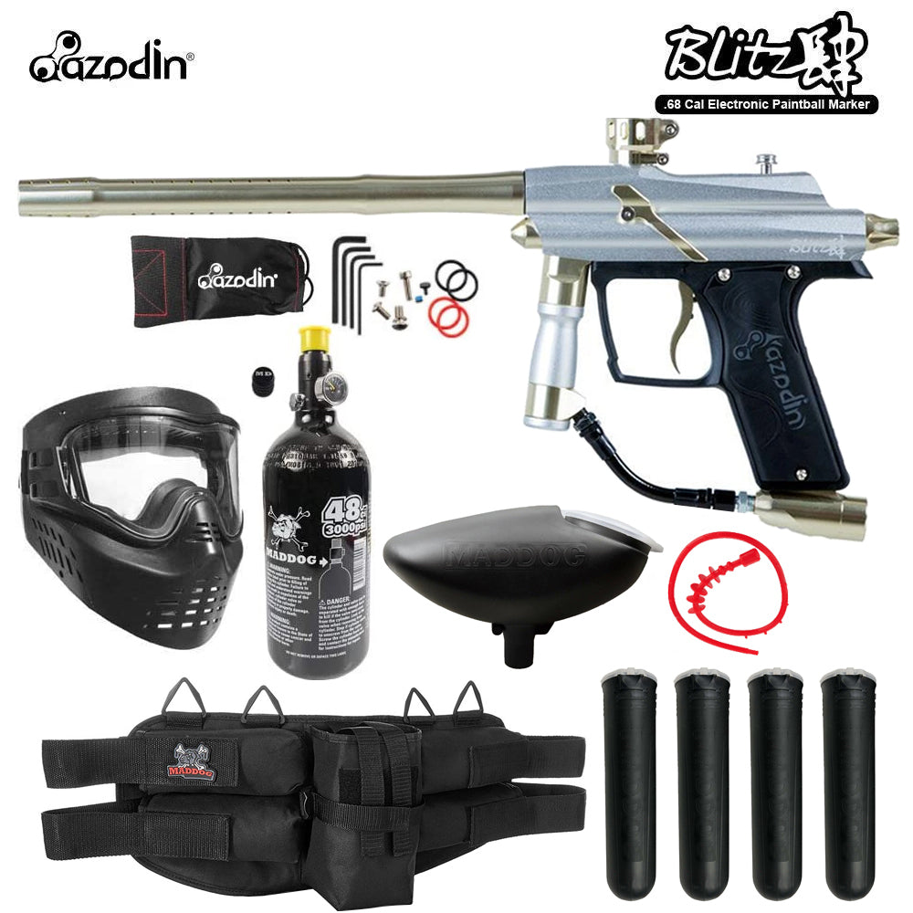 Azodin Blitz 4 Silver HPA Paintball Gun Marker Starter Package