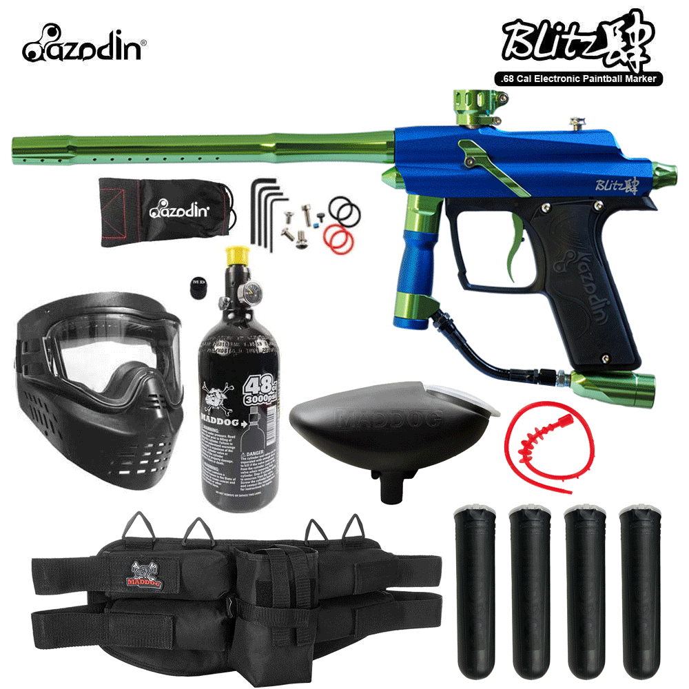 Azodin Blitz 4 Silver HPA Paintball Gun Marker Starter Package