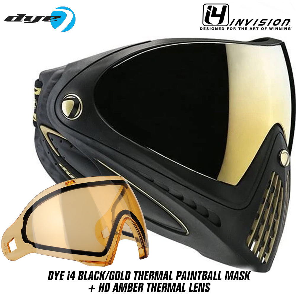 Dye I4 Thermal Paintball Mask Goggles - Black / Gold