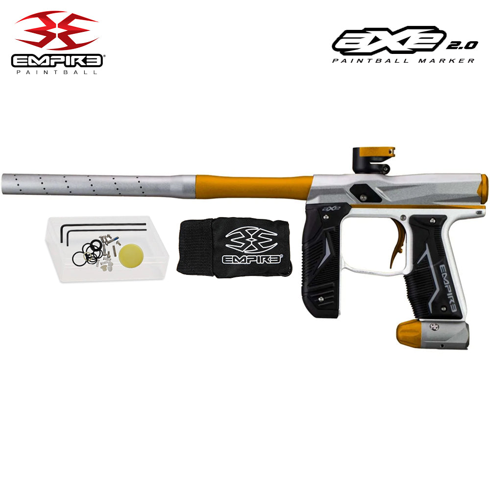 Empire Axe 2.0 Electronic Tournament Paintball Gun Marker - Full Auto - Dust Silver / Dust Gold