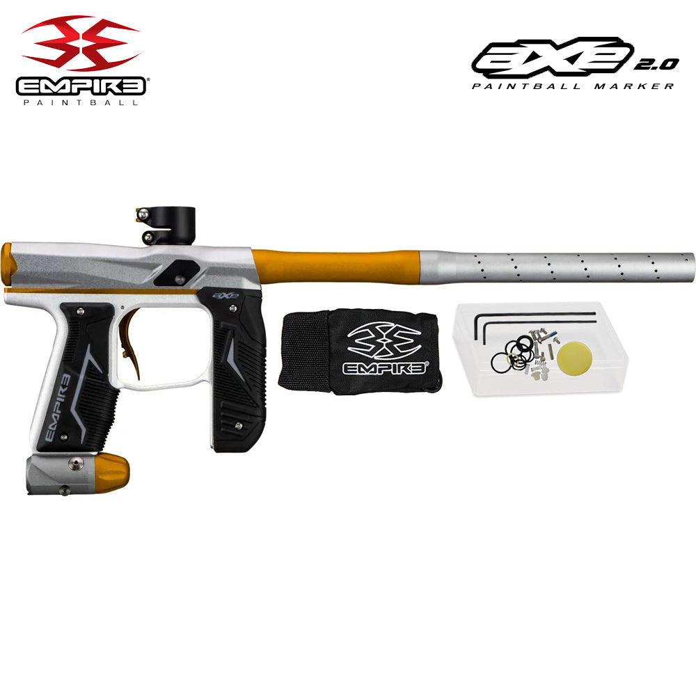 Empire Axe 2.0 Electronic Tournament Paintball Gun Marker - Full Auto - Dust Silver / Dust Gold