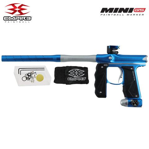 Empire Mini GS Electronic Paintball Gun .68 Caliber - Full Auto - Dust Blue / Dust Silver - 2pc Barrel