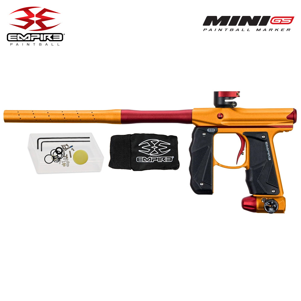 Empire Mini GS Electronic Paintball Gun .68 Caliber - Full Auto - Dust Orange / Dust Red 2-pc Barrel