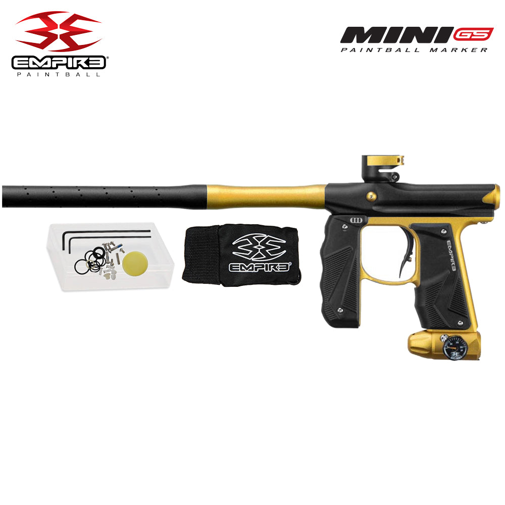 Empire Mini GS Full Auto Paintball Gun Marker w/ 48/3000 HPA Tank, Empire Halo Too Loader, Empire Helix Thermal Mask, Neck Protector, 4+3 Harness & (4) Pods Starter Package