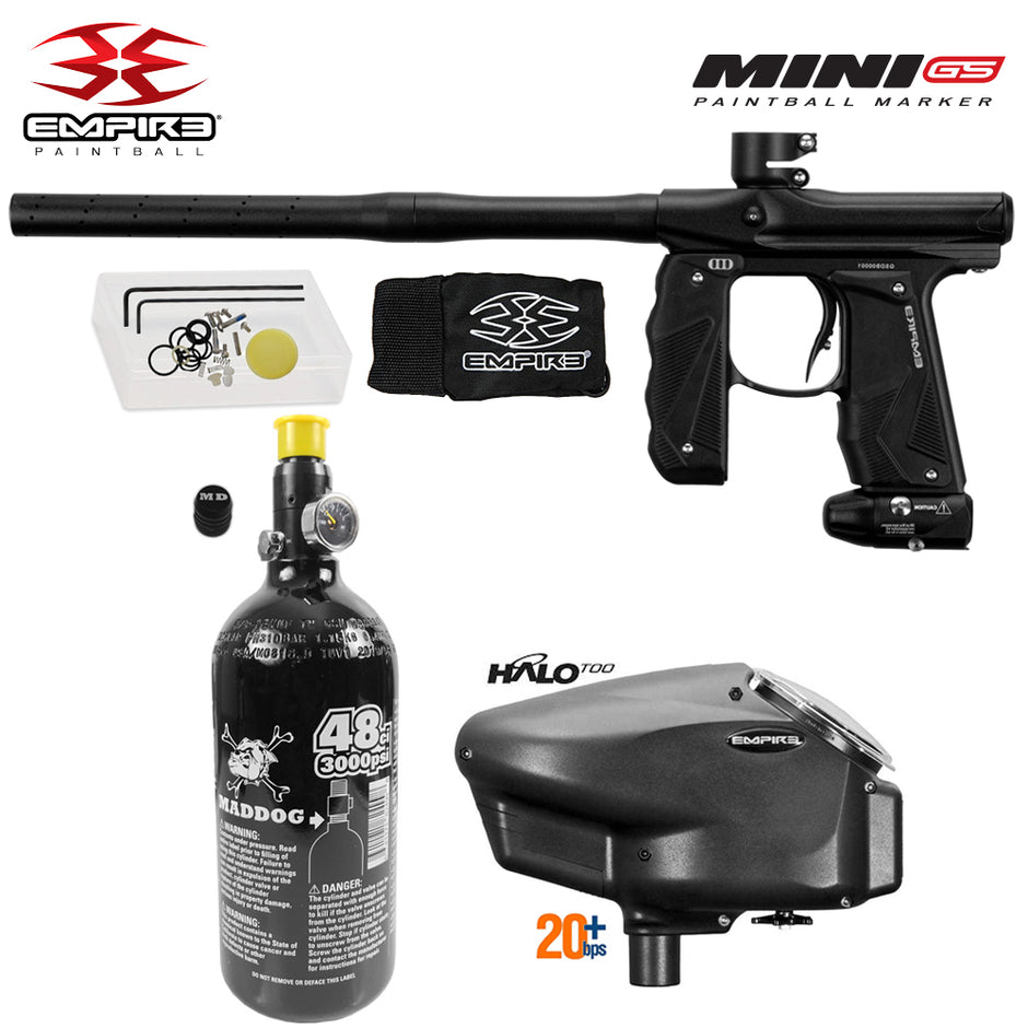 Fully Automatic Paintball Guns From Paintball Deals   PBD   EMPR 2067 17394   Empire Mini GS HPA Paintball Gun Package A   Dust Black 2 Pc Barrel 940x 