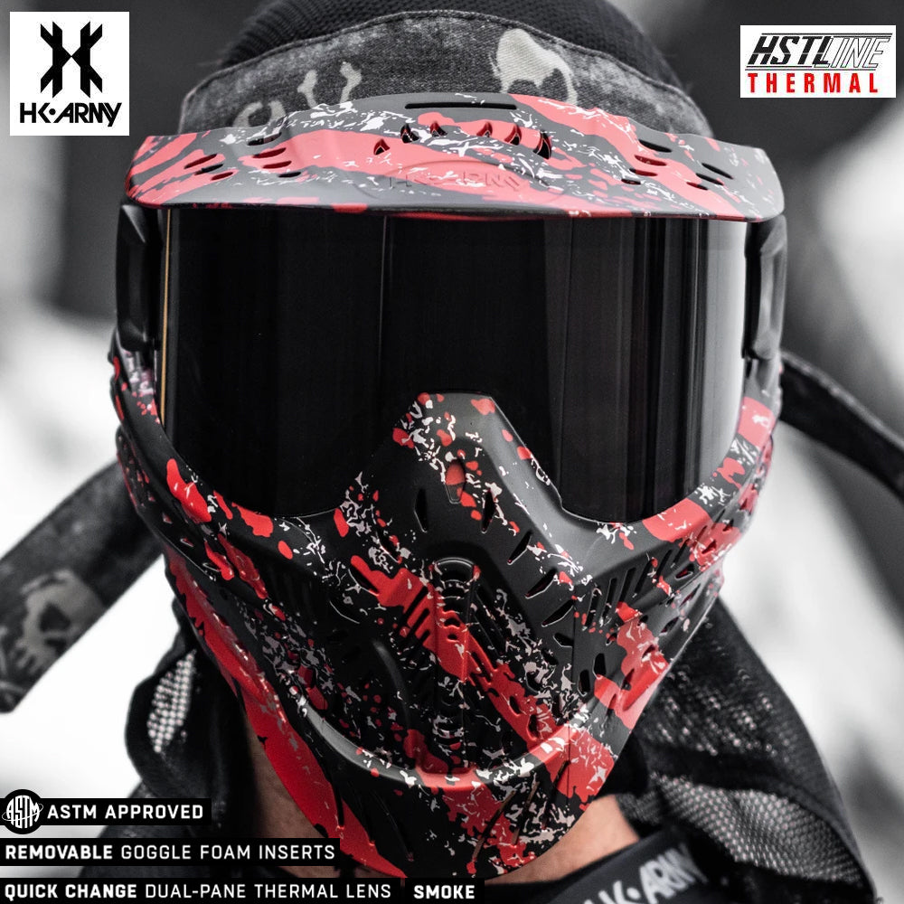 HK Army HSTL Goggle Thermal Anti-Fog Dual Pane Paintball Mask - Fracture Black/Red (Smoke Thermal Lens)