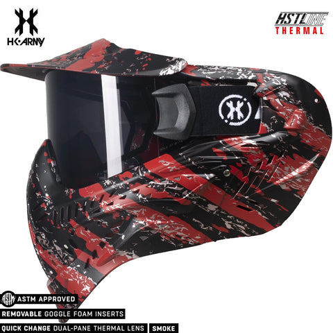 HK Army HSTL Goggle Thermal Anti-Fog Dual Pane Paintball Mask - Fracture Black/Red (Smoke Thermal Lens)