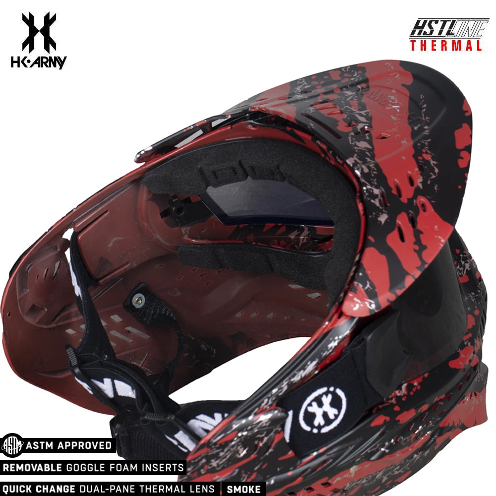 HK Army HSTL Goggle Thermal Anti-Fog Dual Pane Paintball Mask - Fracture Black/Red (Smoke Thermal Lens)