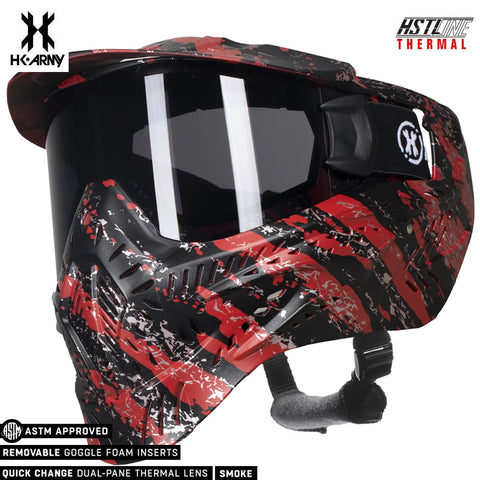 HK Army HSTL Goggle Thermal Anti-Fog Dual Pane Paintball Mask - Fracture Black/Red (Smoke Thermal Lens)