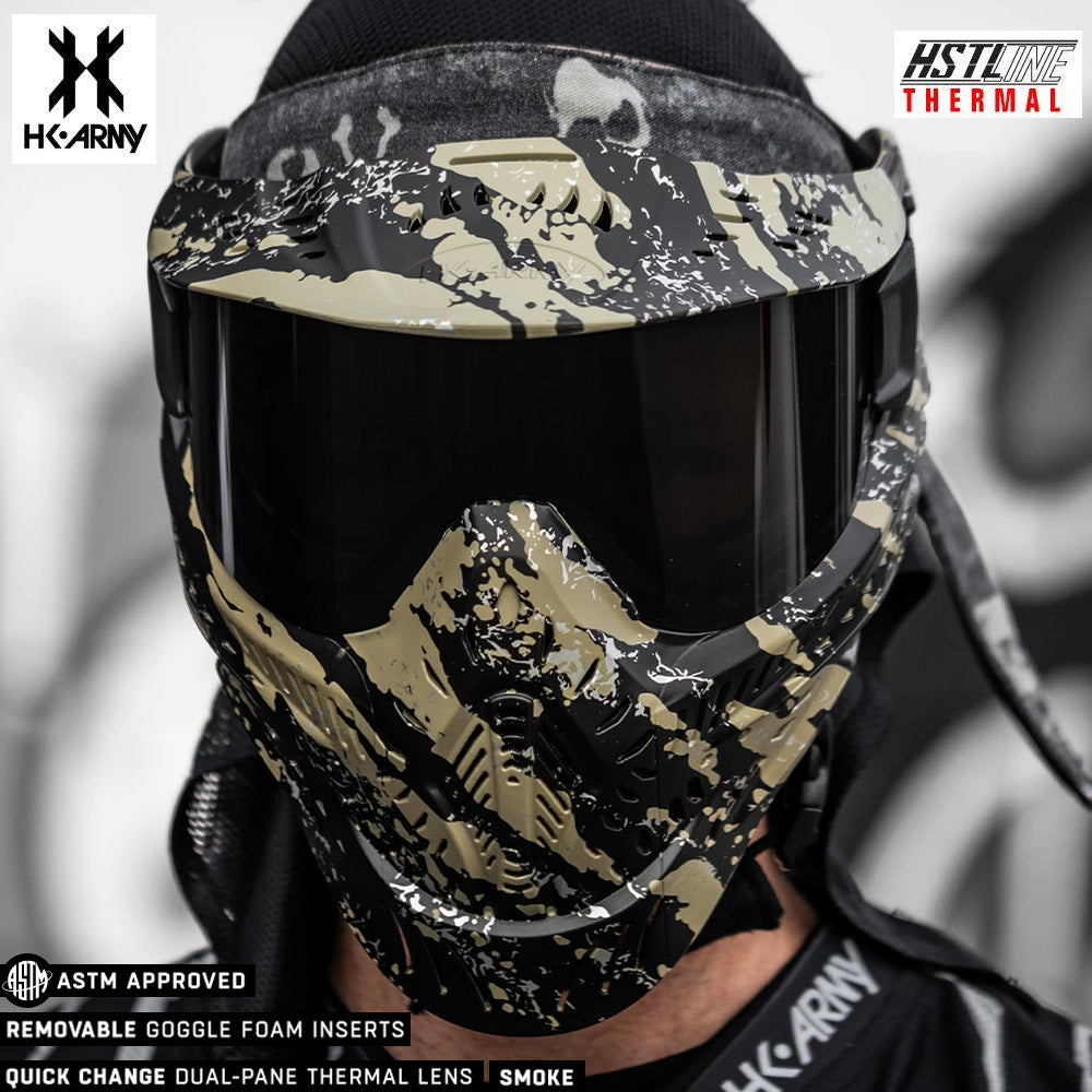 HK Army HSTL Goggle Thermal Anti-Fog Dual Pane Paintball Mask - Fracture Black/Tan (Smoke Thermal Lens)