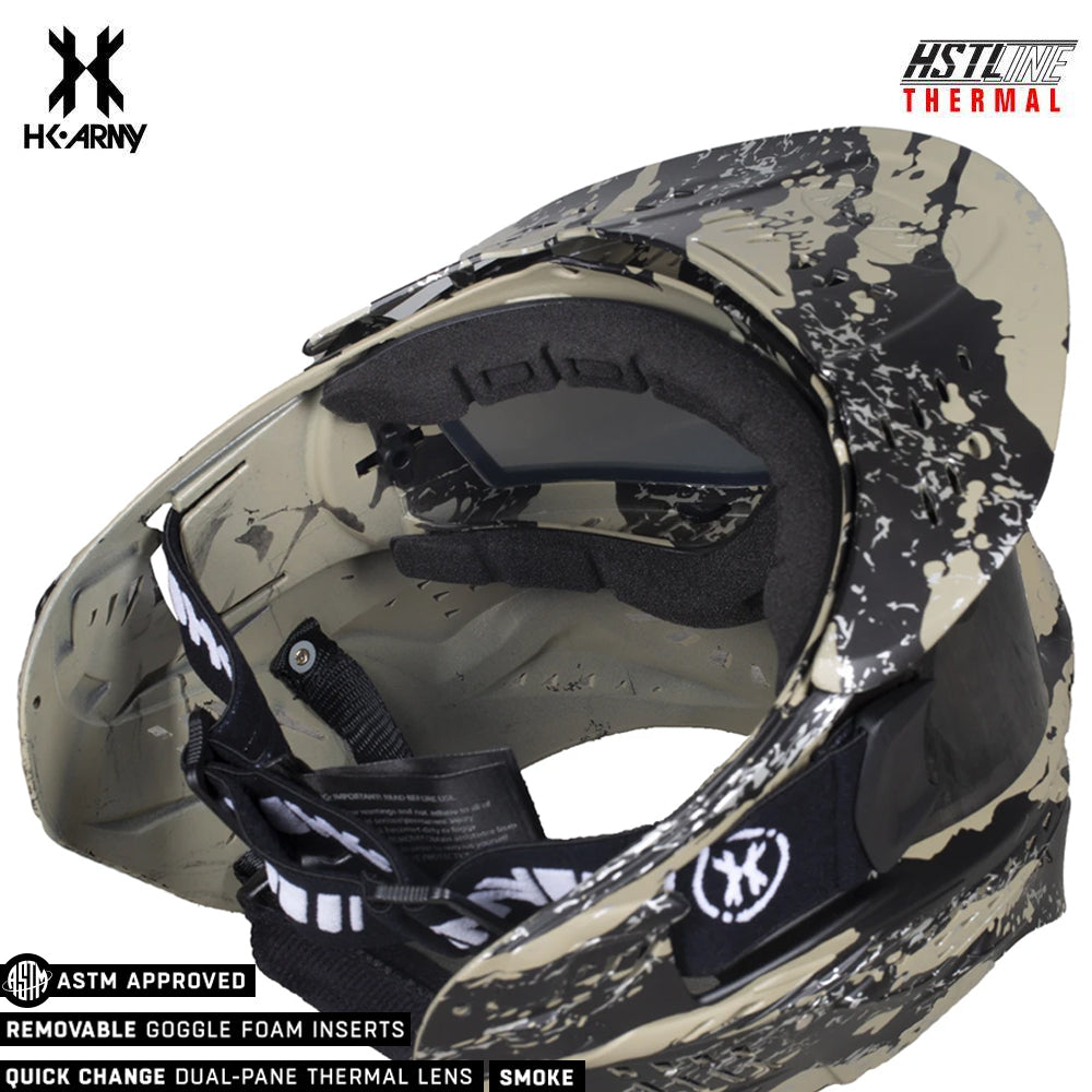 HK Army HSTL Goggle Thermal Anti-Fog Dual Pane Paintball Mask - Fracture Black/Tan (Smoke Thermal Lens)