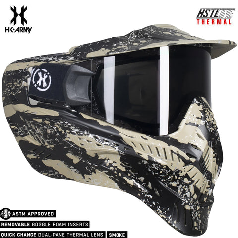 HK Army HSTL Goggle Thermal Anti-Fog Dual Pane Paintball Mask - Fracture Black/Tan (Smoke Thermal Lens)