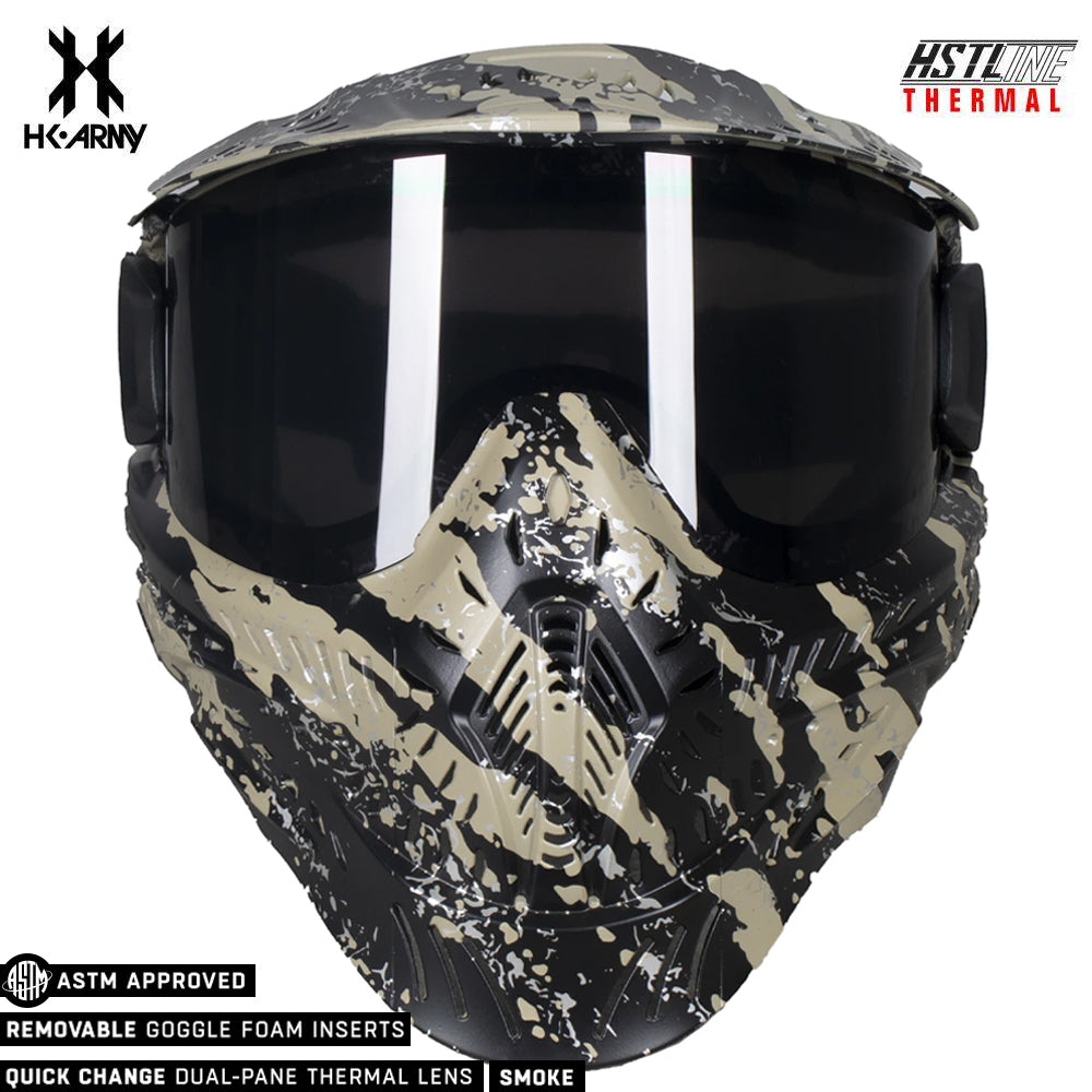 HK Army HSTL Goggle Thermal Anti-Fog Dual Pane Paintball Mask - Fracture Black/Tan (Smoke Thermal Lens)
