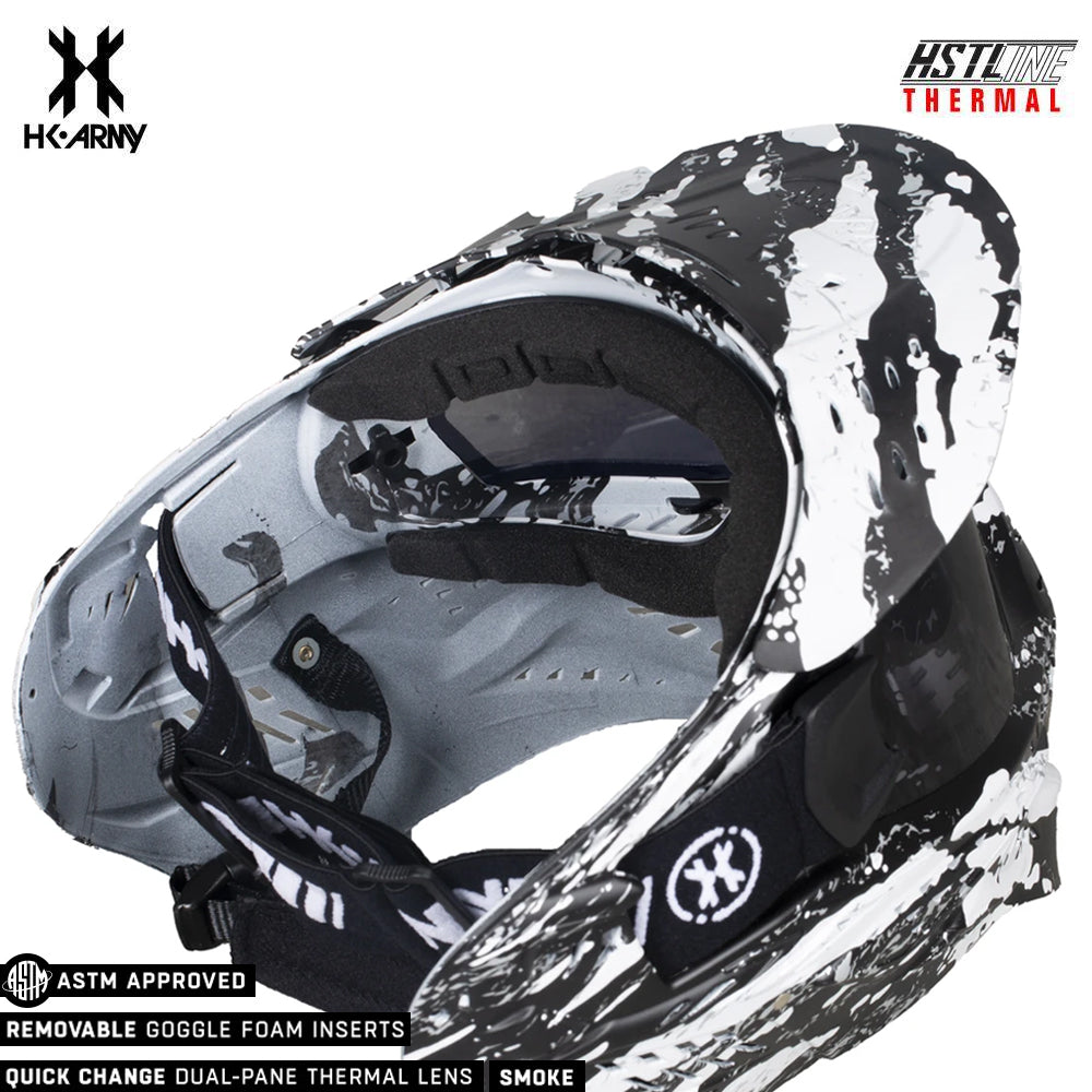 HK Army HSTL Goggle Thermal Anti-Fog Dual Pane Paintball Mask - Fracture Black/White (Smoke Thermal Lens)