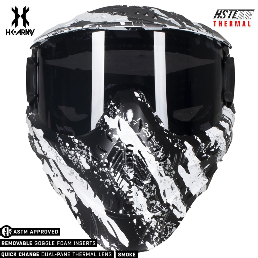 HK Army HSTL Goggle Thermal Anti-Fog Dual Pane Paintball Mask - Fracture Black/White (Smoke Thermal Lens)