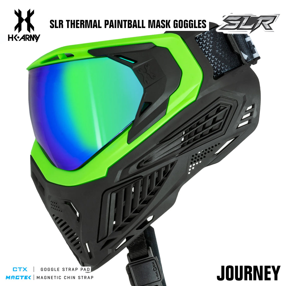 HK Army SLR Anti-Fog Thermal Paintball Mask Goggle - Journey (Green/Black/Black) - Aurora Green Thermal Lens