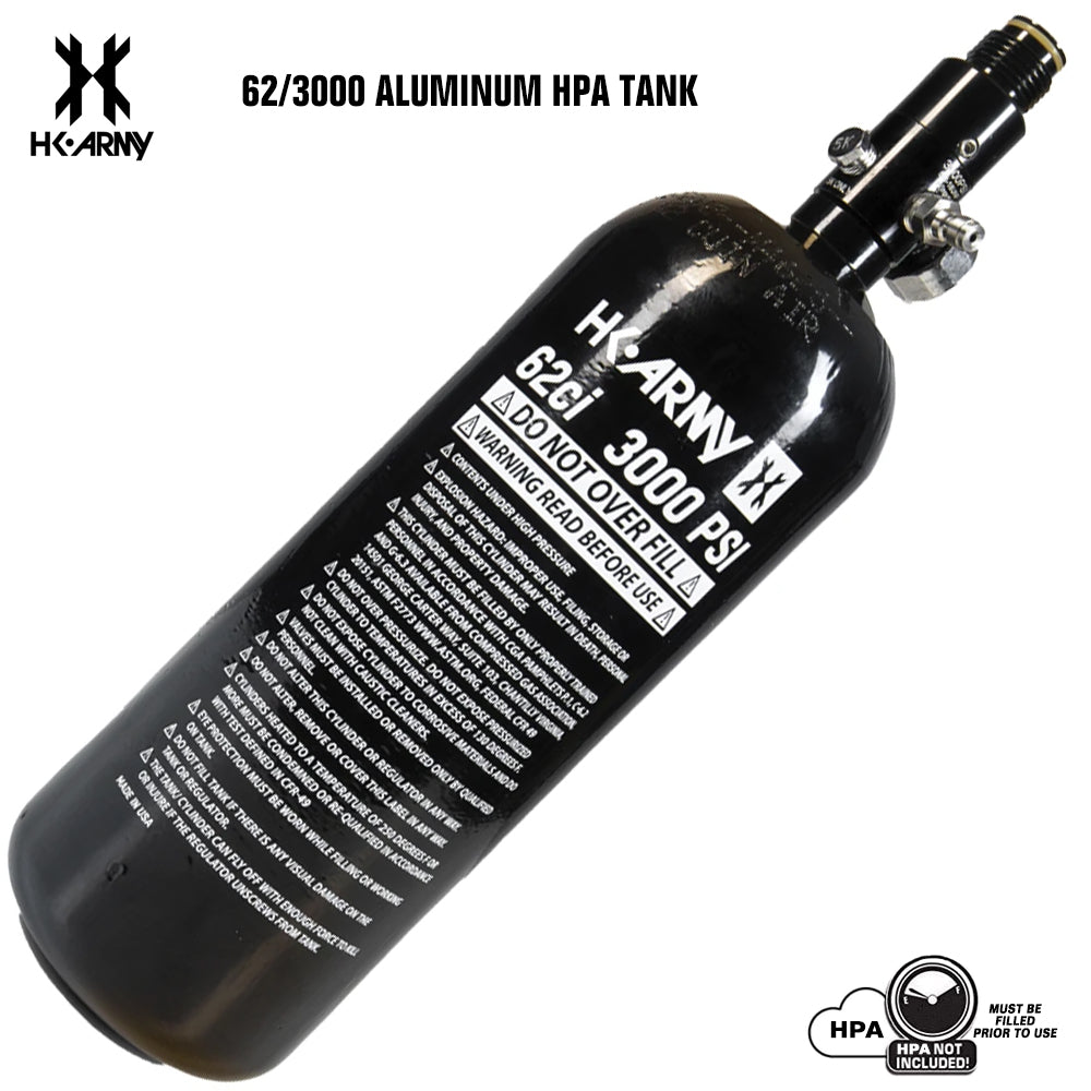CLEARANCE HK Army 62/3000 Compressed Air HPA Paintball Tank - Black | 2023 Hydro