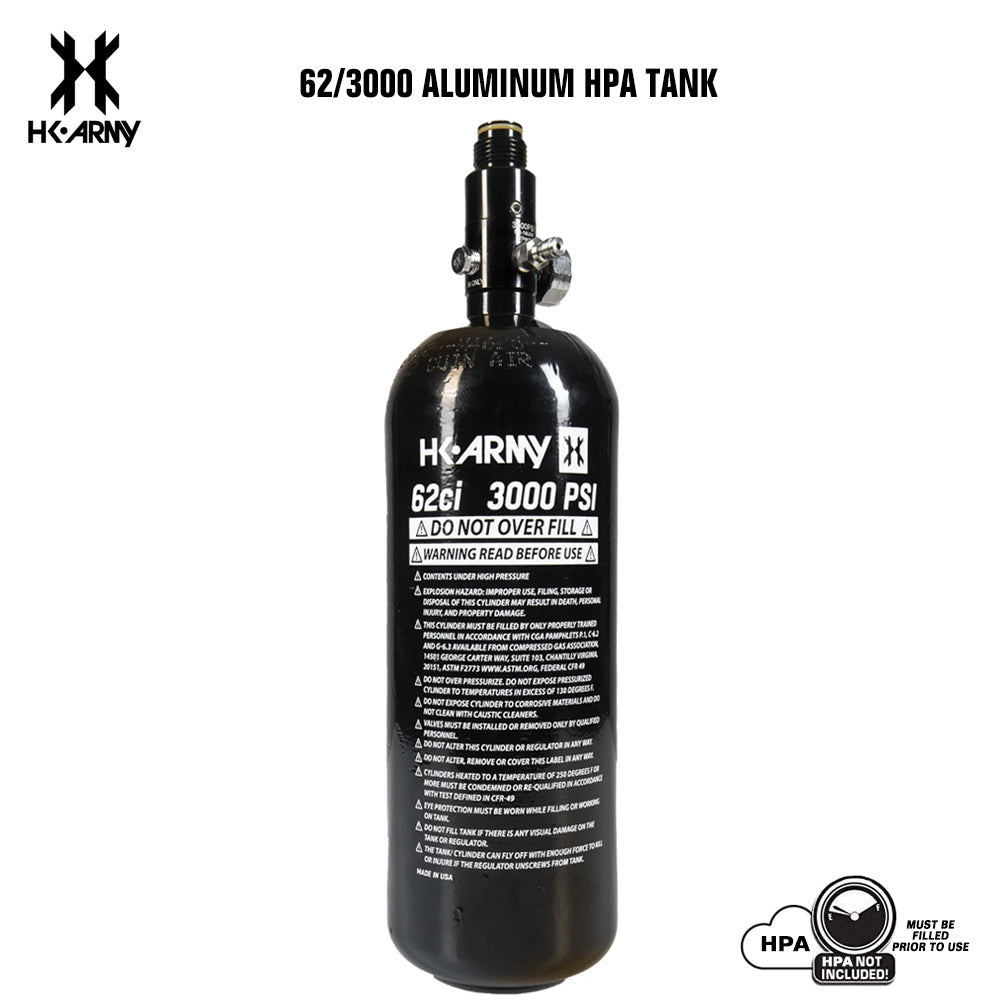 CLEARANCE HK Army 62/3000 Compressed Air HPA Paintball Tank - Black | 2023 Hydro