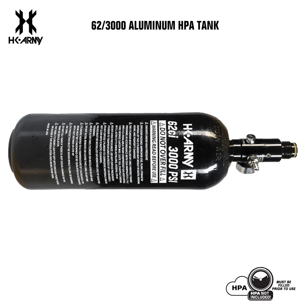 CLEARANCE HK Army 62/3000 Compressed Air HPA Paintball Tank - Black | 2023 Hydro