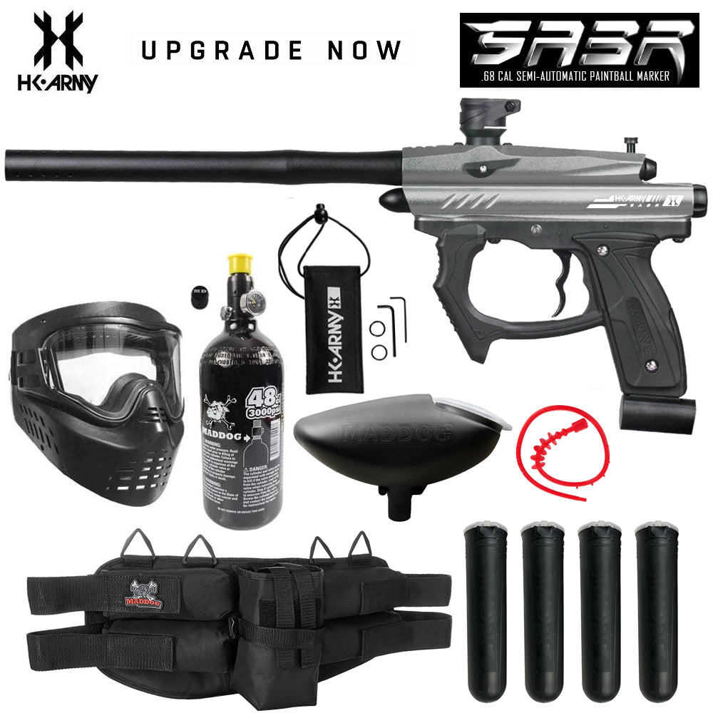 Maddog HK Army SABR Silver HPA Paintball Gun Marker Starter Package
